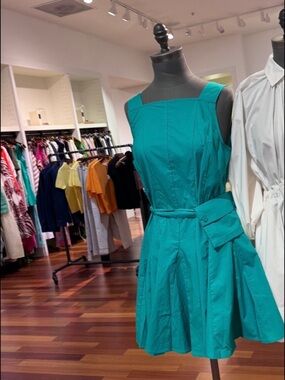 Banana Republic Teal Sleeveless Fit-and-Flare Dress